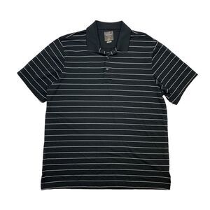 Greg Norman Golf Shirt Mens XL Extra Large Black Striped Tasso Elba PlayDry Polo